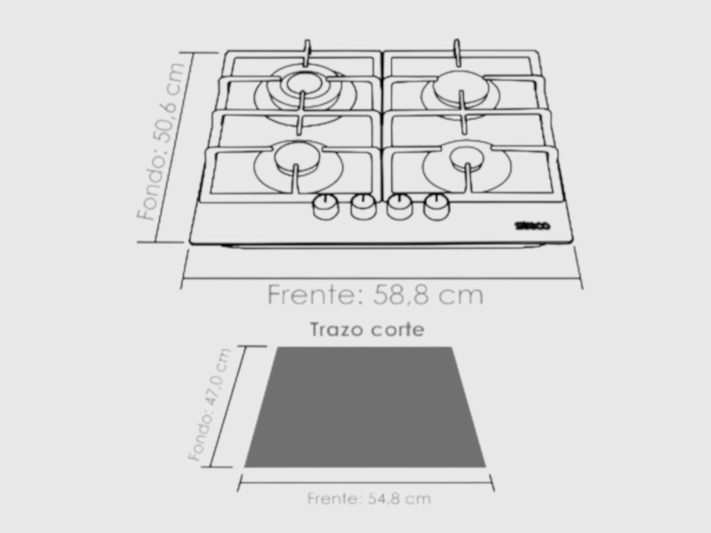 Estufa Empotrar 4 puestos Acero Inox GN Mando Frontal - Image 2